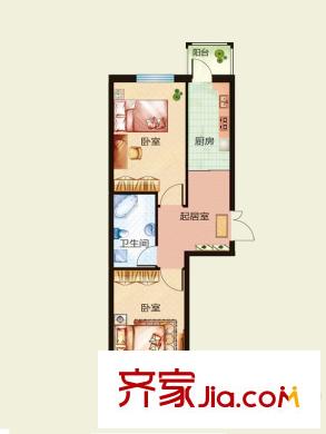 天悅國際M5-2棟D戶型 2室1廳1衛(wèi)1廚