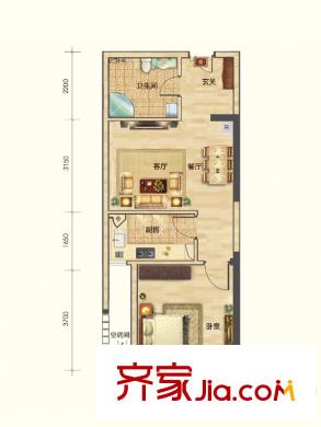華鴻國際中心1C戶型 1室1廳1衛(wèi)1廚