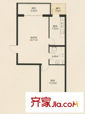 尚東輝煌城一期20號(hào)樓D戶型 1室1廳1衛(wèi)1廚