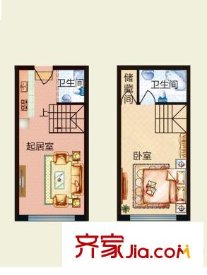 天悅國際M5-1棟loftA、B戶型 1室1廳2衛(wèi)1廚