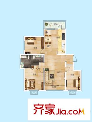 龍澤金水尚都1、2棟D戶型 3室2廳2衛(wèi)1廚