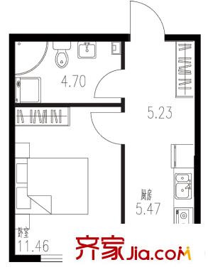 富佳新天地戶型圖1 1室1廳1衛(wèi)1廚