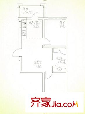 富佳新天地B-2戶型 2室2廳1衛(wèi)1廚
