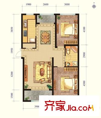 郁金臺(tái)L戶型 2室2廳1衛(wèi)1廚
