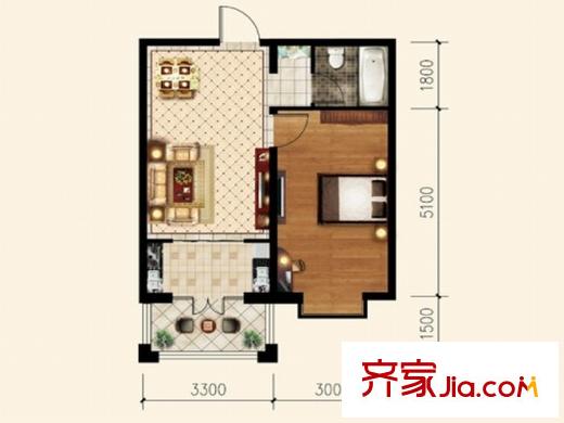 尚東輝煌城一期20號(hào)樓戶型圖A 2室2廳1衛(wèi)1廚
