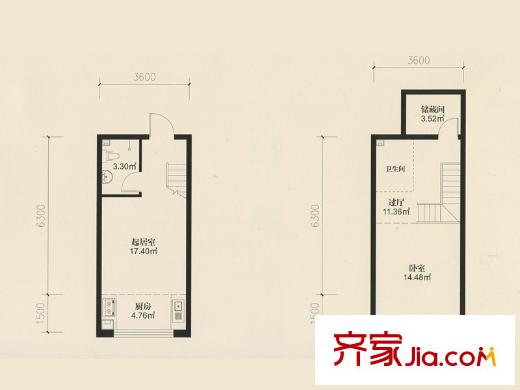 尚東輝煌城二期22號(hào)樓LOFT-H戶型 2室1廳1衛(wèi)1廚