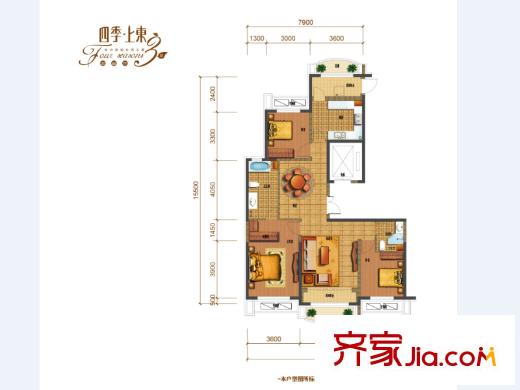 四季上東三期通用B戶型 3室2廳2衛(wèi)1廚