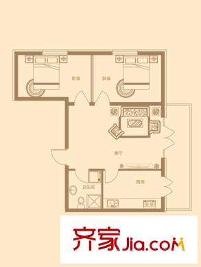和苑16號(hào)樓戶型 2室1廳1衛(wèi)1廚