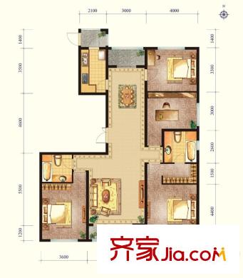 郁金臺(tái)D戶型 4室2廳2衛(wèi)1廚