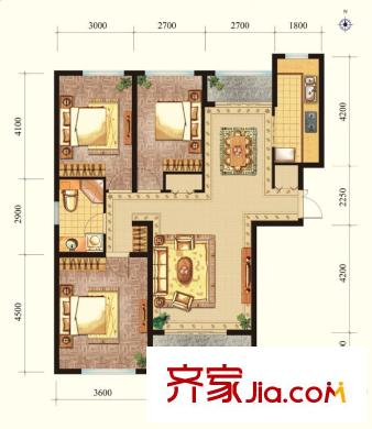 郁金臺(tái)J戶型 3室2廳1衛(wèi)1廚