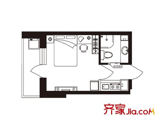 愛琴花園1號(hào)門戶型 1室1衛(wèi)1廚