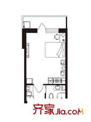 愛琴花園3號(hào)門戶型 1室1衛(wèi)1廚