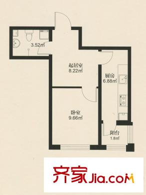 尚東輝煌城一期20號(hào)樓C戶型 1室1廳1衛(wèi)1廚