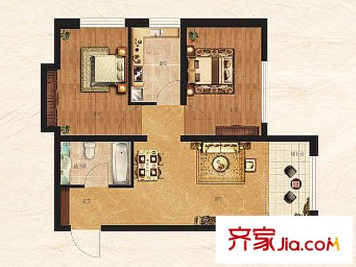 羅馬公元2#3#4#戶型A 2室2廳1衛(wèi)1廚