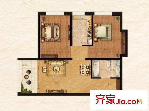羅馬公元2#3#4#戶型B 2室2廳1衛(wèi)1廚