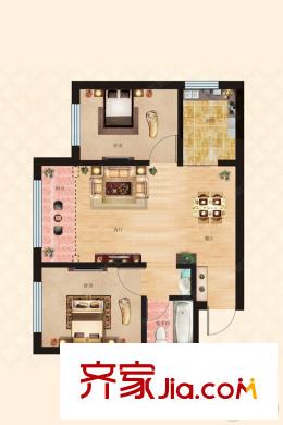 羅馬公元B戶型 2室2廳1衛(wèi)1廚