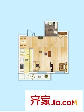 龍澤金水尚都3、4、6A、6B、公寓A、公寓B棟B戶型 1室1廳1衛(wèi)1廚
