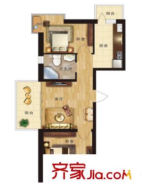 時(shí)尚派G戶型 2室1廳1衛(wèi)1廚