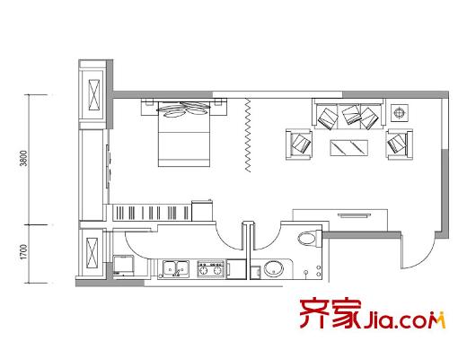 萬象上東A棟I戶型 1室1廳1衛(wèi)1廚