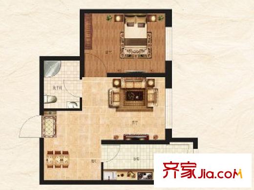 羅馬公元5#6#戶型D 1室2廳1衛(wèi)1廚