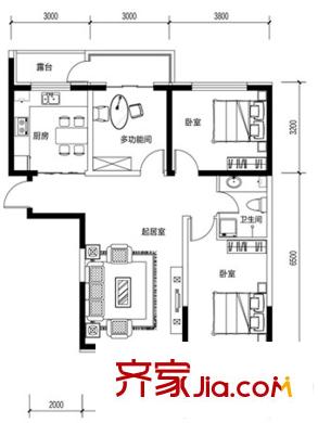 鼎力葉知林C戶型 3室1廳1衛(wèi)1廚