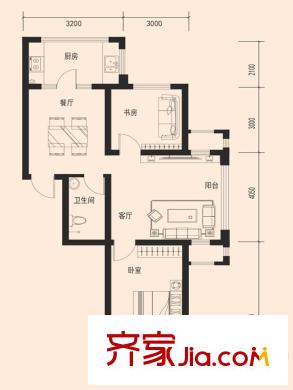 鑫泉?金崗灣D戶型 2室2廳1衛(wèi)1廚