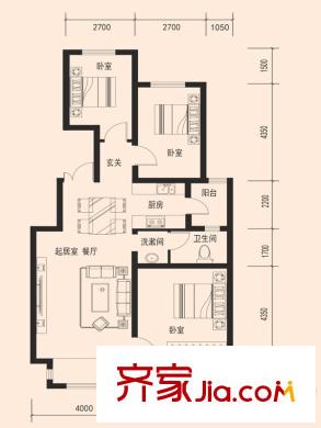鑫泉?金崗灣A戶型 3室2廳1衛(wèi)1廚