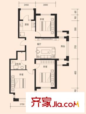 鑫泉?金崗灣C戶型  3室1廳1衛(wèi)1廚