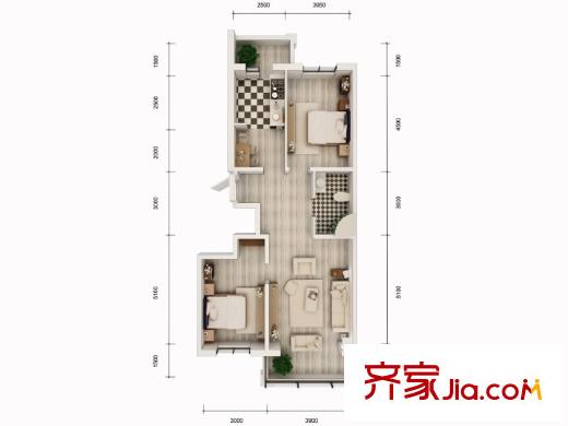 珠江帝景l(fā)戶型  2室1廳1衛(wèi)