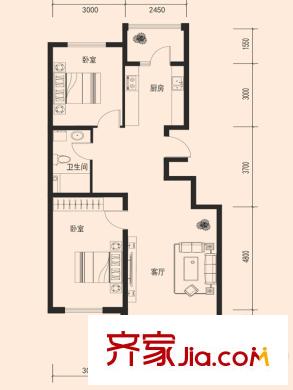 鑫泉?金崗灣B戶型 2室1廳1衛(wèi)1廚