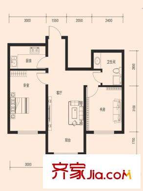 鑫泉?金崗灣 F戶型 2室1廳1衛(wèi)1廚
