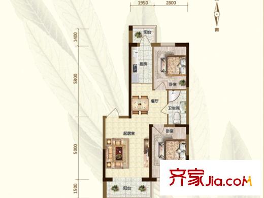 遠創(chuàng)樾府項目通用S戶型 2室2廳1衛(wèi)1廚