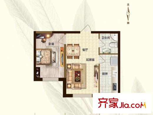 遠創(chuàng)樾府項目通用U戶型 1室1廳1衛(wèi)1廚