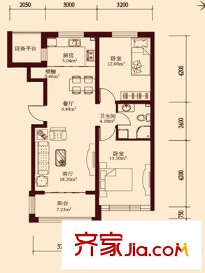 溫哥華森林11層小高層通用2戶型 2室2廳1衛(wèi)1廚