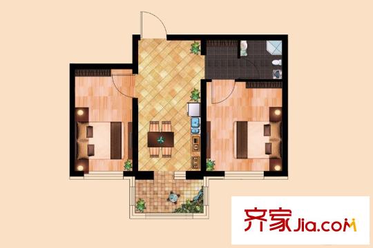 城發(fā)?三環(huán)信息苑H戶型61.66平米 2室1廳1衛(wèi)1廚