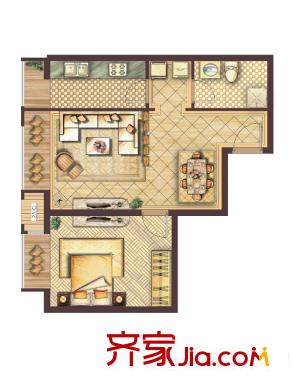會展城上城二期E2戶型圖 1室1廳1衛(wèi)1廚