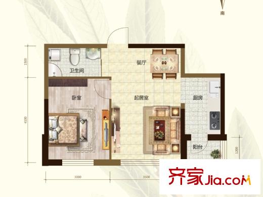 遠創(chuàng)樾府項目通用A戶型 1室1廳1衛(wèi)1廚