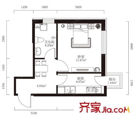 學(xué)府經(jīng)典瓏平方米臺(tái)1-02戶型 1室1廳1衛(wèi)1廚