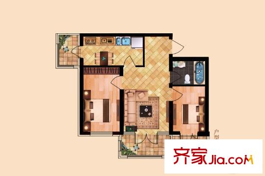 城發(fā)?三環(huán)信息苑C戶型77.31平米 2室1廳1衛(wèi)1廚