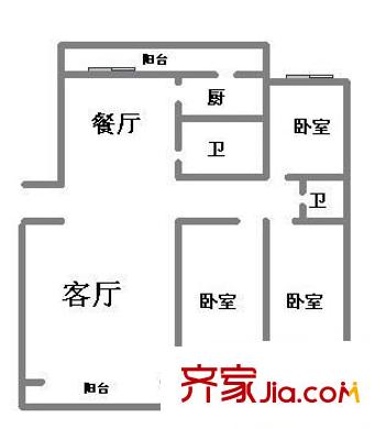 水榭花都 3室 戶型圖