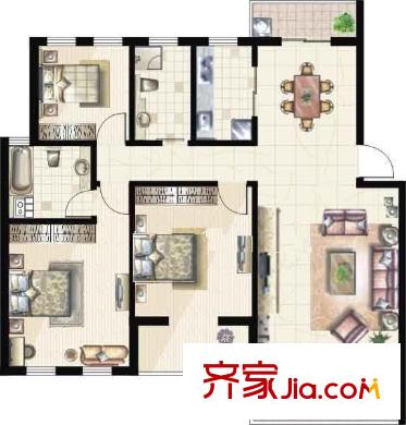 水榭花都 3室 戶型圖