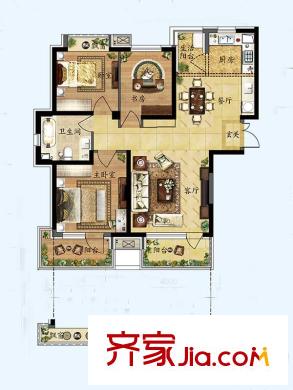 保利達(dá)江灣城C-1戶型 3室2廳1衛(wèi)1廚