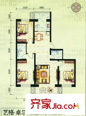 藝格春天戶(hù)型圖戶(hù)型圖 3室2廳2衛(wèi)