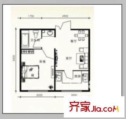 重工新村 1室 戶型圖
