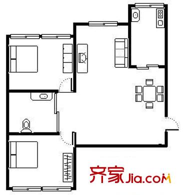 重工新村 2室 戶型圖