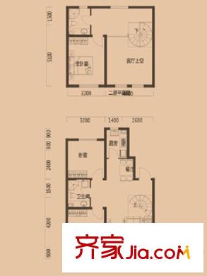 凱榮禧樂都戶型圖凱榮2.3期戶型躍層 3室2廳2衛(wèi)1廚