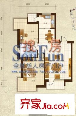 城中藝景戶型圖沐秀臺 2室2廳1衛(wèi)