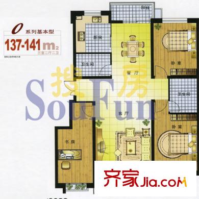 中房金河花園戶型圖3室2廳2衛(wèi)