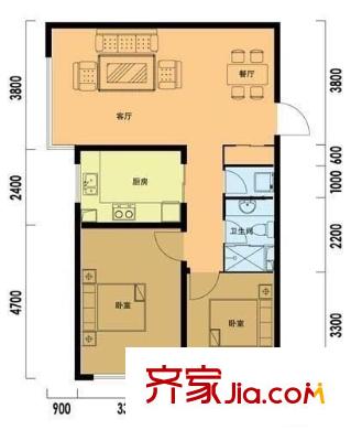 沈鐵?學府雅居 2室 戶型圖