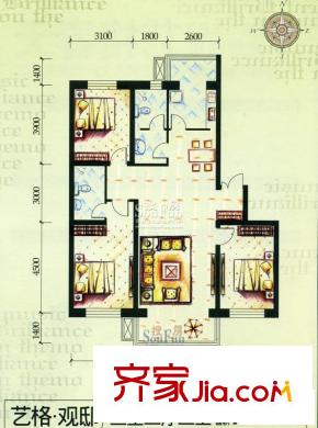 藝格春天戶(hù)型圖戶(hù)型圖 3室2廳2衛(wèi)